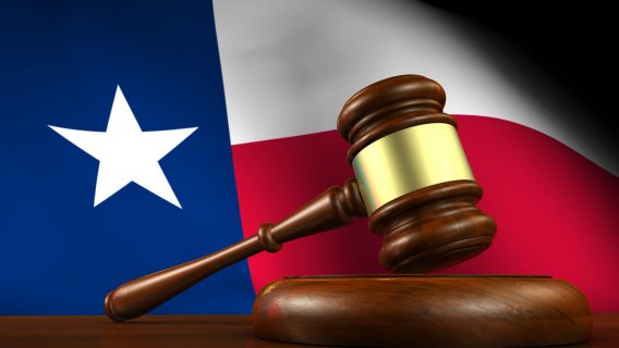 Texas flag with gavel