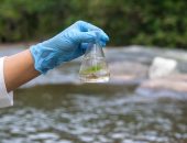 Person testing for water contamination