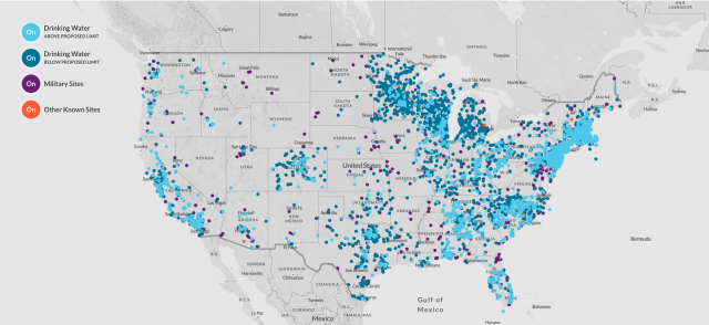PFAS Water Contamination map